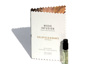 Wood Infusion 2ml perfume sample with packaging by Goldfield & Banks Australia